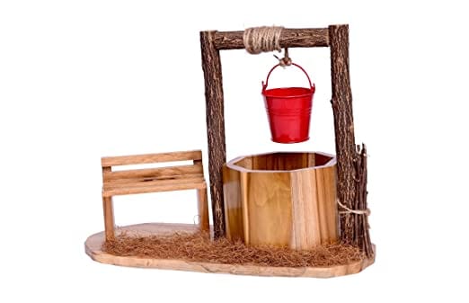 The Weaver's Nest Wishing Well Planter with Figurines Sitting on Bench (35 X 15 X 29 cm)