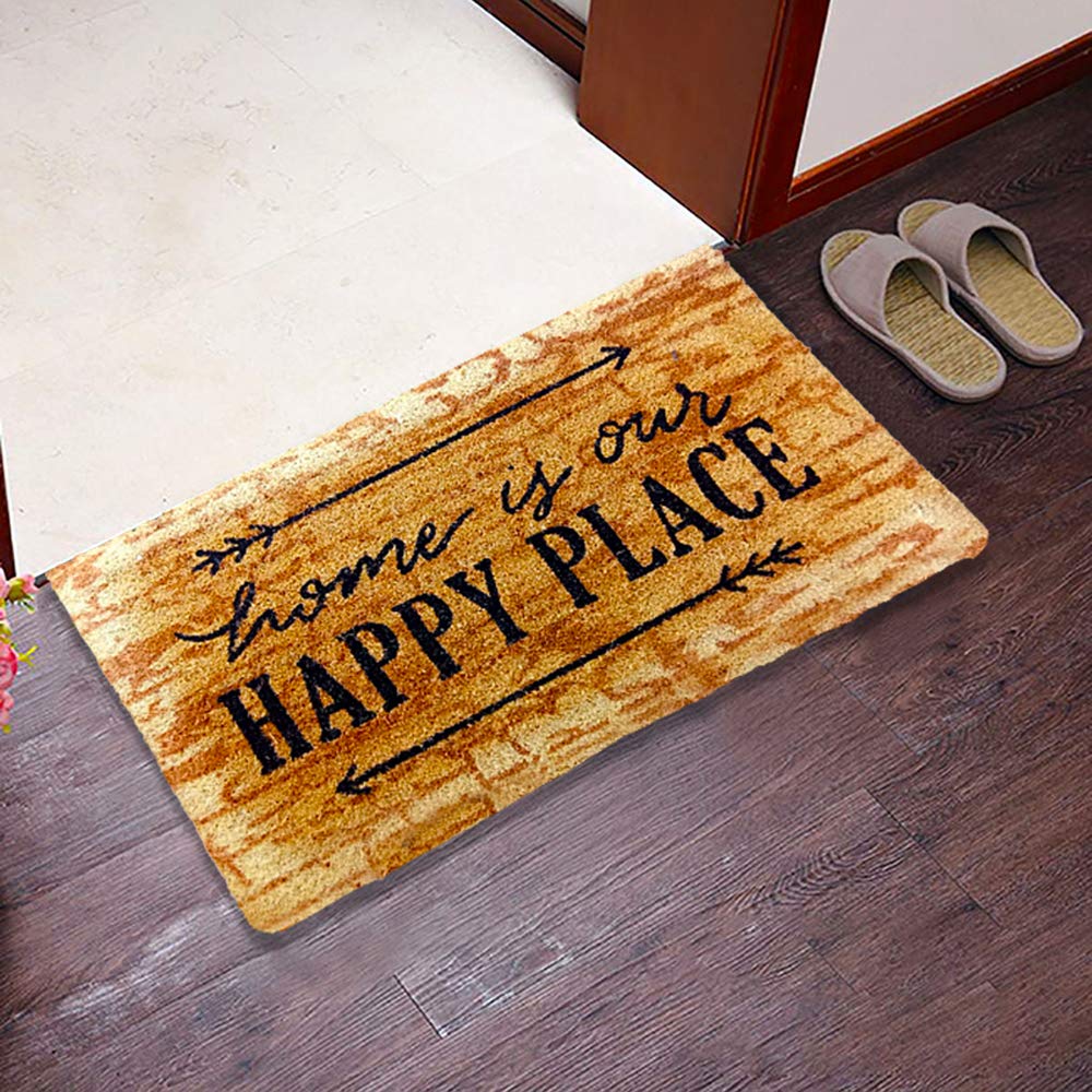 Mats Avenue Coir Door Mat Printed with Home Theme (45x75cm), Brown