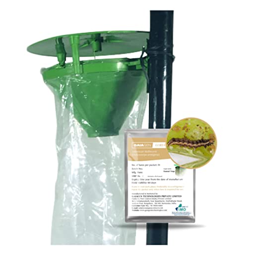 GAIAGEN Pheromone Lure for American Bollworm (Helicoverpa armigera) & Insect Funnel Trap- Include - 10 Lures & 10 Traps