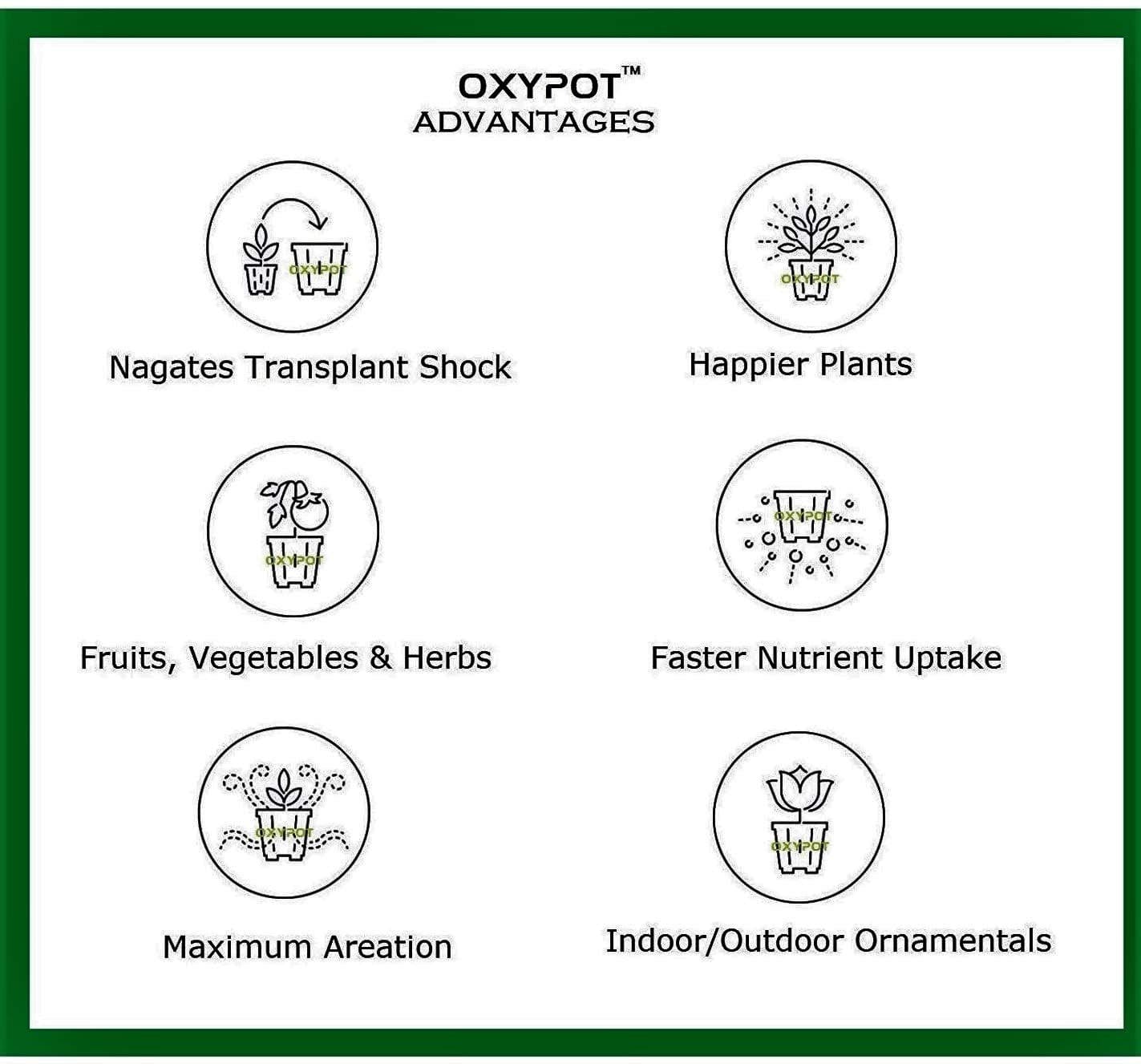 Oxypot 500 GSM Geo Fabric Grow Bags (12x12 Inches)- Pack of 5
