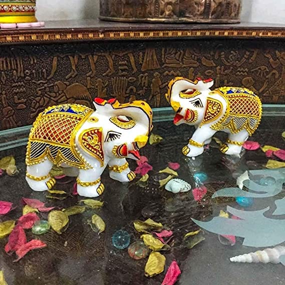 Naturals Export Divine Spiritual Handmade Decorative Feng Shui Elephant (5 Inches) - Set of 2