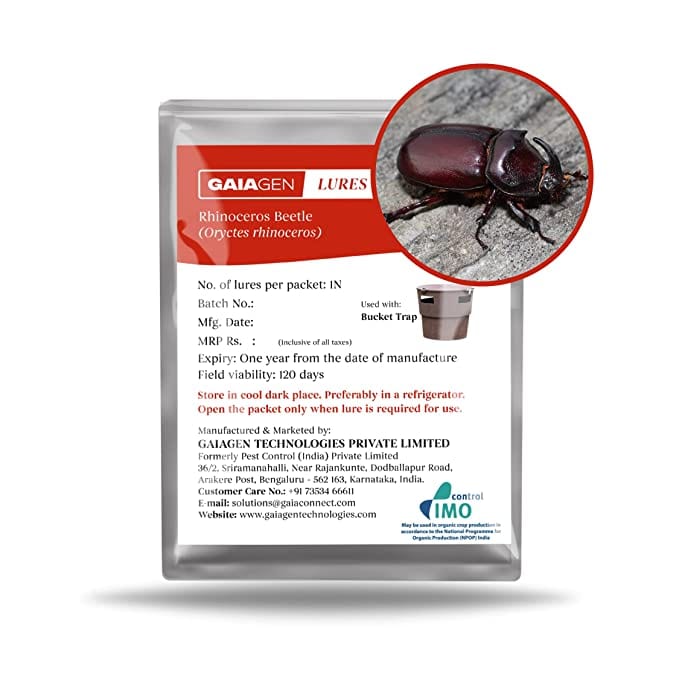 Gaiagen Pheromone Lure For Rhinoceros Beetle (Oryctes Rhinoceros)- Pack Of 5