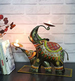 Orbit Art Gallery Handcrafted Multicolor Elephant T-Light Candle Holder (Set of 2), Metal