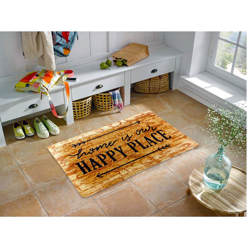 Mats Avenue Coir Door Mat Printed with Home Theme (45x75cm), Brown