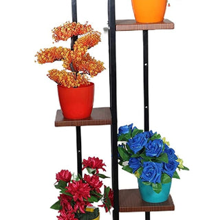 5 Tier Metal Planter Stand (Wooden Finish)