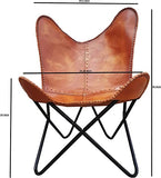 Naturals Export Handmade Leather Butterfly Folding Chair with Powder Coated