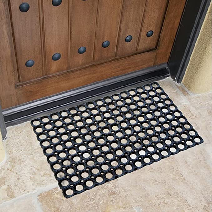 Mats Avenue Rubber Outdoor Doormat (40x60cm, Black with Holes) - Set of 5