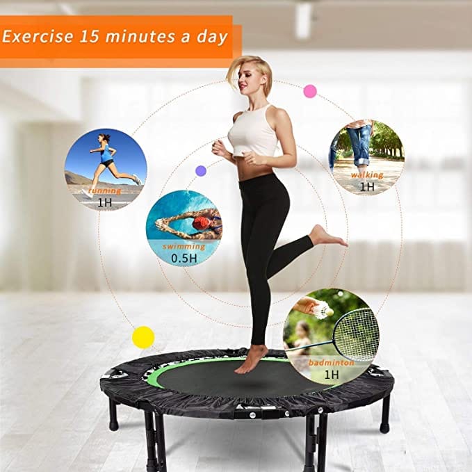 Fitness Guru Max Load 220lbs Rebounder Heavy Duty Finish Trampoline With Safety Pad & Handle