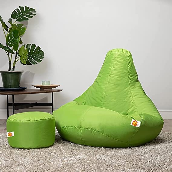 Kushuvi Faux Leather Bean Bag With Beans & Footrest