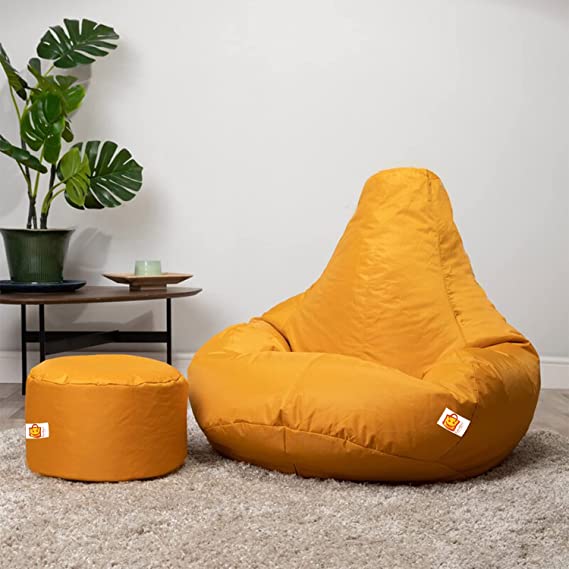 Kushuvi Faux Leather Bean Bag With Beans & Footrest