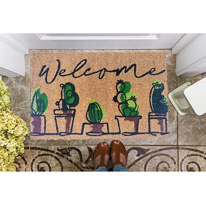 Mats Avenue Cactus Welcome Theme Multi Color Coir Doormat (40x60cm)