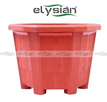 Elysian Heavy Duty Hexagonal Shape Plastic Pot (12 cms), Brown