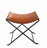 Naturals Export Handmade Leather Butterfly Folding Chair with Powder Coated (Tan) - 17x19x18 Inches