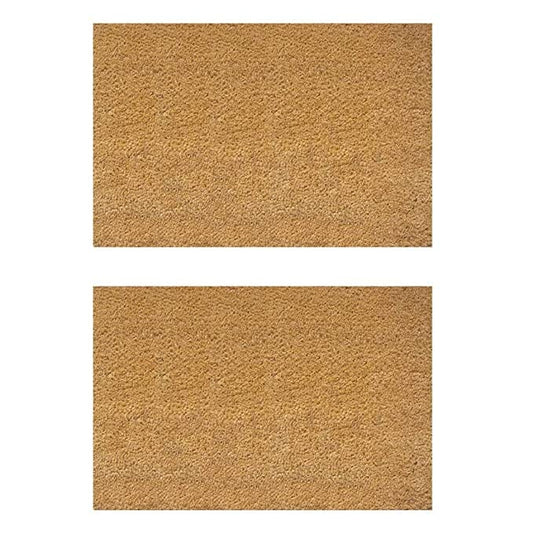 Mats Avenue Solid Coir Large Size Brown Doormat (45x75cm) - Set of 2