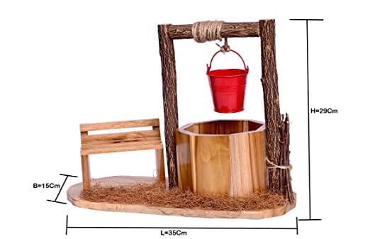 The Weaver's Nest Wishing Well Planter with Figurines Sitting on Bench (35 X 15 X 29 cm)