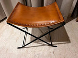 Naturals Export Handmade Leather Butterfly Folding Chair with Powder Coated (Tan) - 17x19x18 Inches