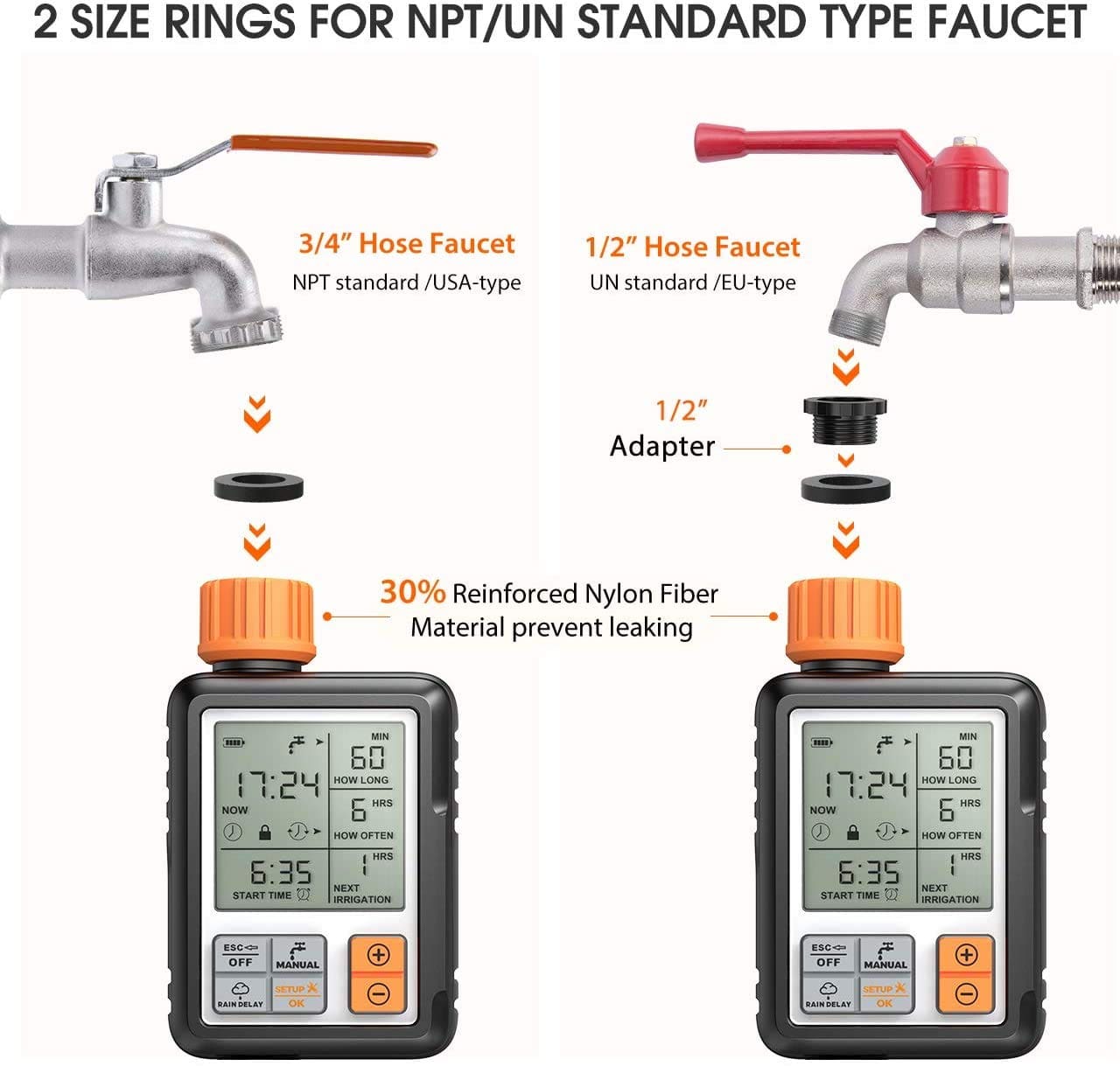 Pinolex Drip Irrigation Watering Timer & Controller (With 3inch Large Screen)