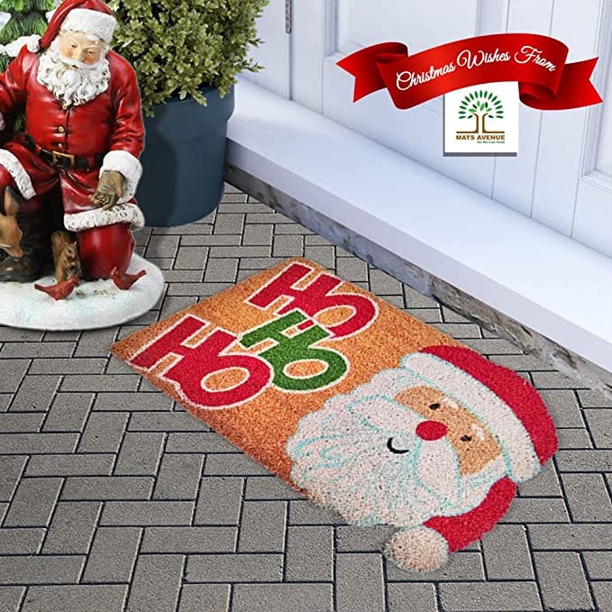 Mats Avenue Beautiful Christmas Theme Multi Color Heavy Duty Coir Door Mat (45x75cm, Set of 2)