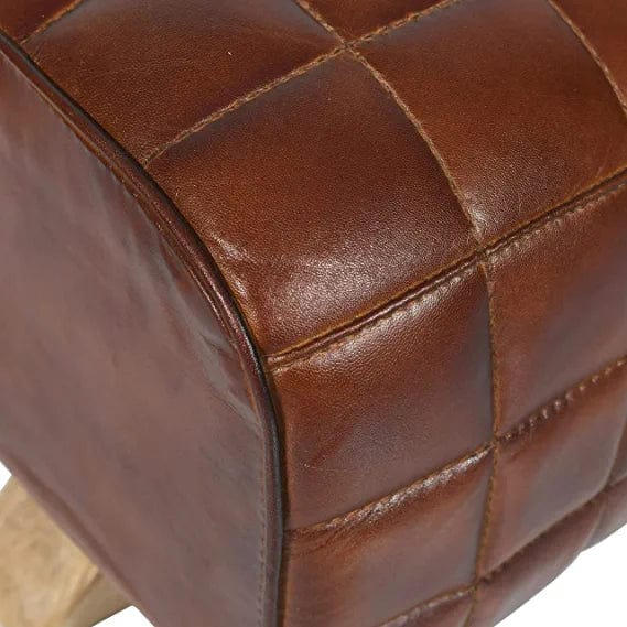 Naturals Export Handmade Leather Pommel Horse Style Footstool (Ottoman)