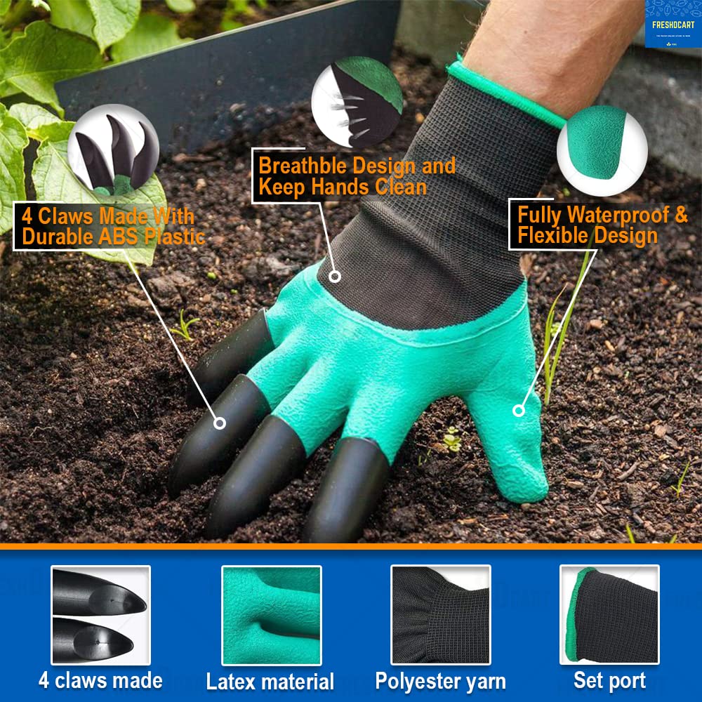 FreshDcart Gardening Gloves (With ABS digging claws on Right Hand, Free-Size)