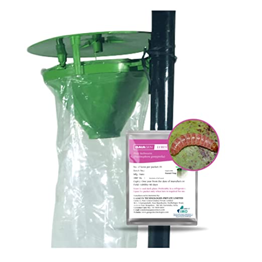 GAIAGEN Pheromone Lure for Pink Bollworm (Pectinophora gossypiella) & Insect Funnel Trap (Combo Pack)- Include - 10 Lures & 10 Traps