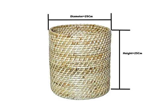 The Weaver's Nest Handmade Natural Cane Planter (H:25 cm, Dia: 25cm)