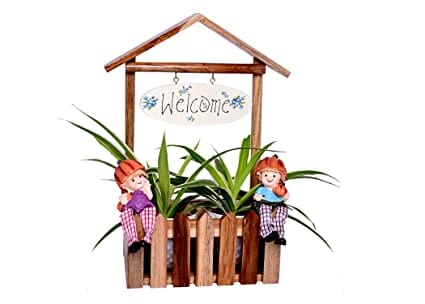 The Weaver's Nest Wooden Welcome Decorative Fence Planter (30 X 16 X 40 cm)