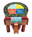 Naturals Export Elephant Shaped Brown-Black Handcrafted Wooden Stool (4.2 Kgs) - 12 Inches
