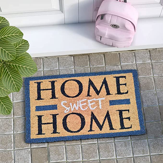 Mats Avenue Coir Door Mat with Anti Slippery Rubber Home Sweet Home (40x60cm), Brown