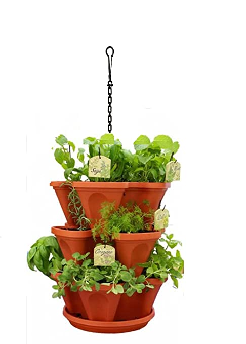 VGreen Stack a Hanging Set (3 pot + 1 Drip Tray + 1 Chain Set)