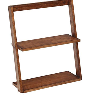 Lycka Birch Wood Wall Mounted/ Floor Standing 2 Tier Ladder Shelf