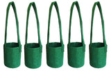 Oxypot 350 GSM Fabric Hanging Planter (6 x 7.5 Inches, Green)- Pack of 5