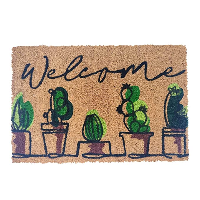 Mats Avenue Cactus Welcome Theme Multi Color Coir Doormat (40x60cm)