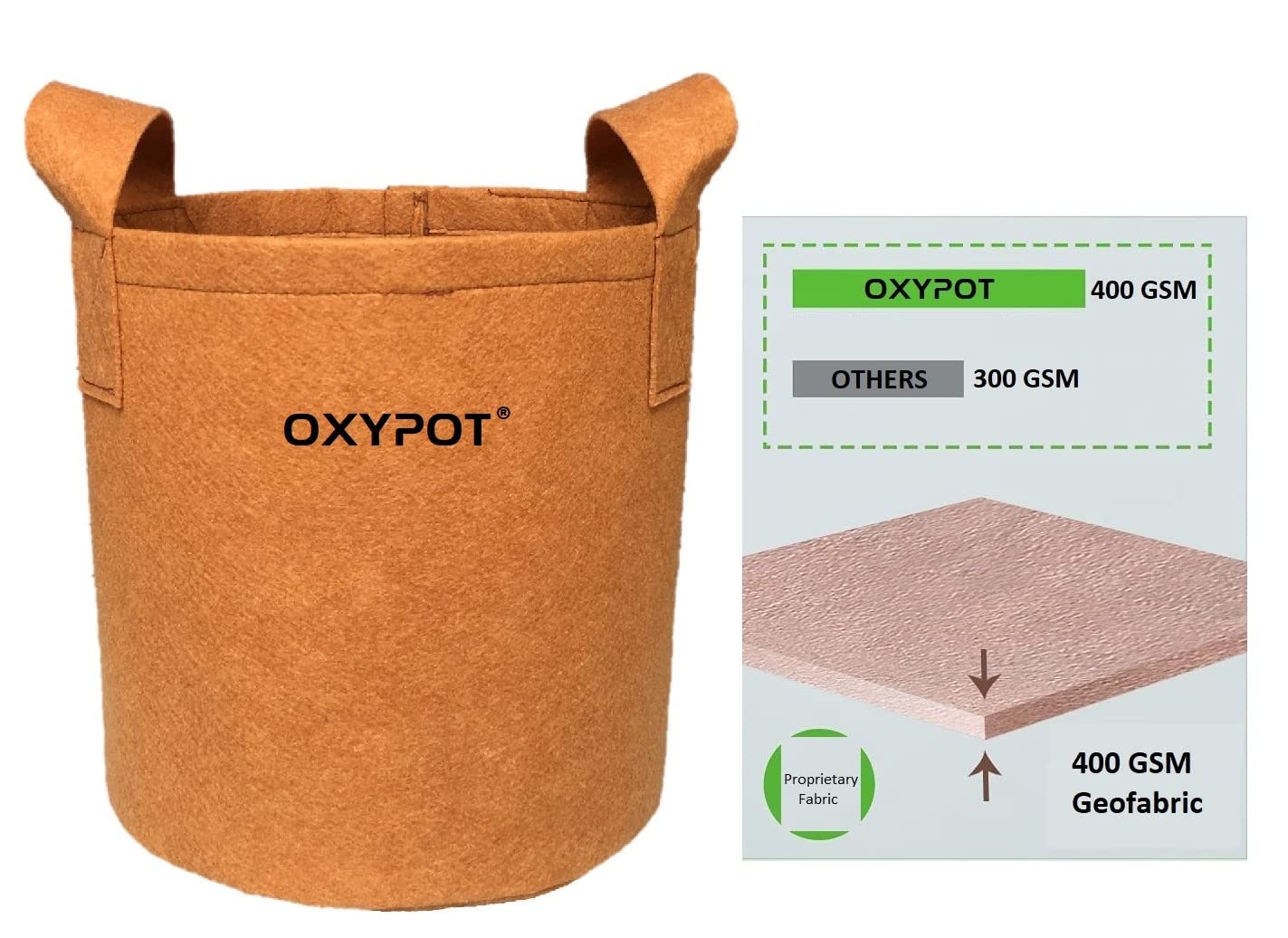Oxypot Fabric Grow Bag (8" x 8")- Pack of 3