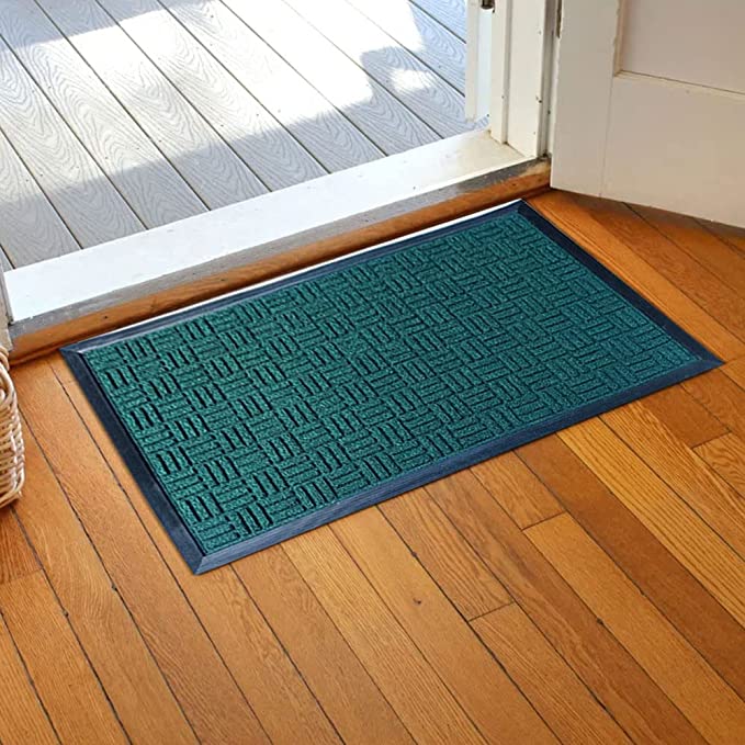 Mats Avenue Geometric Pattern PP Rubber Large Door and Floor Mat (45x75cm), Green