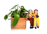 The Weaver's Nest Wooden Planter Pot with Bench and Decorative (25 X 12 X 12 cm)