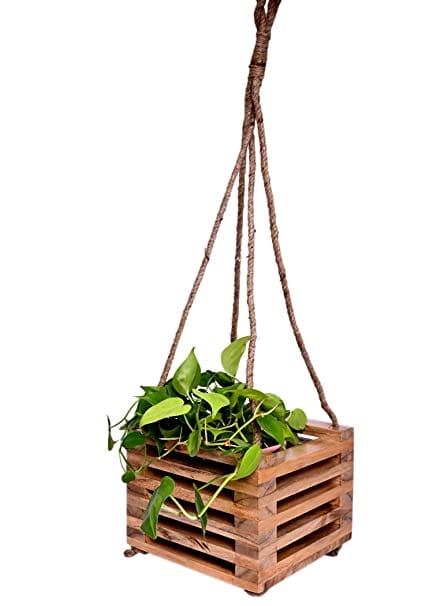 The Weaver's Nest Decorative Wooden Hanging Planter (23 X 23 X 77 cm)