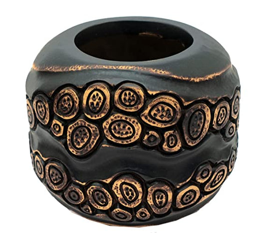 Orbit Art Gallery Black Ceramic Decorative Flower Pot (15x14x12 cm)