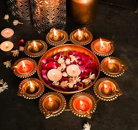 Naturals Export Lotus Urli Bowl/Tealight Candle Holder (12 Inches) - Set of 3