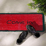 Mats Avenue Come in Theme Printed Natural Coir Door Mat (35x70cm), Red Base