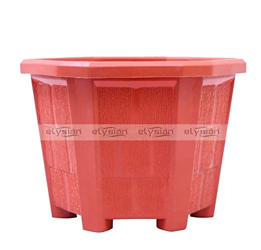 Elysian Heavy Duty Hexagonal Shape Plastic Pot (15 cms), Brown