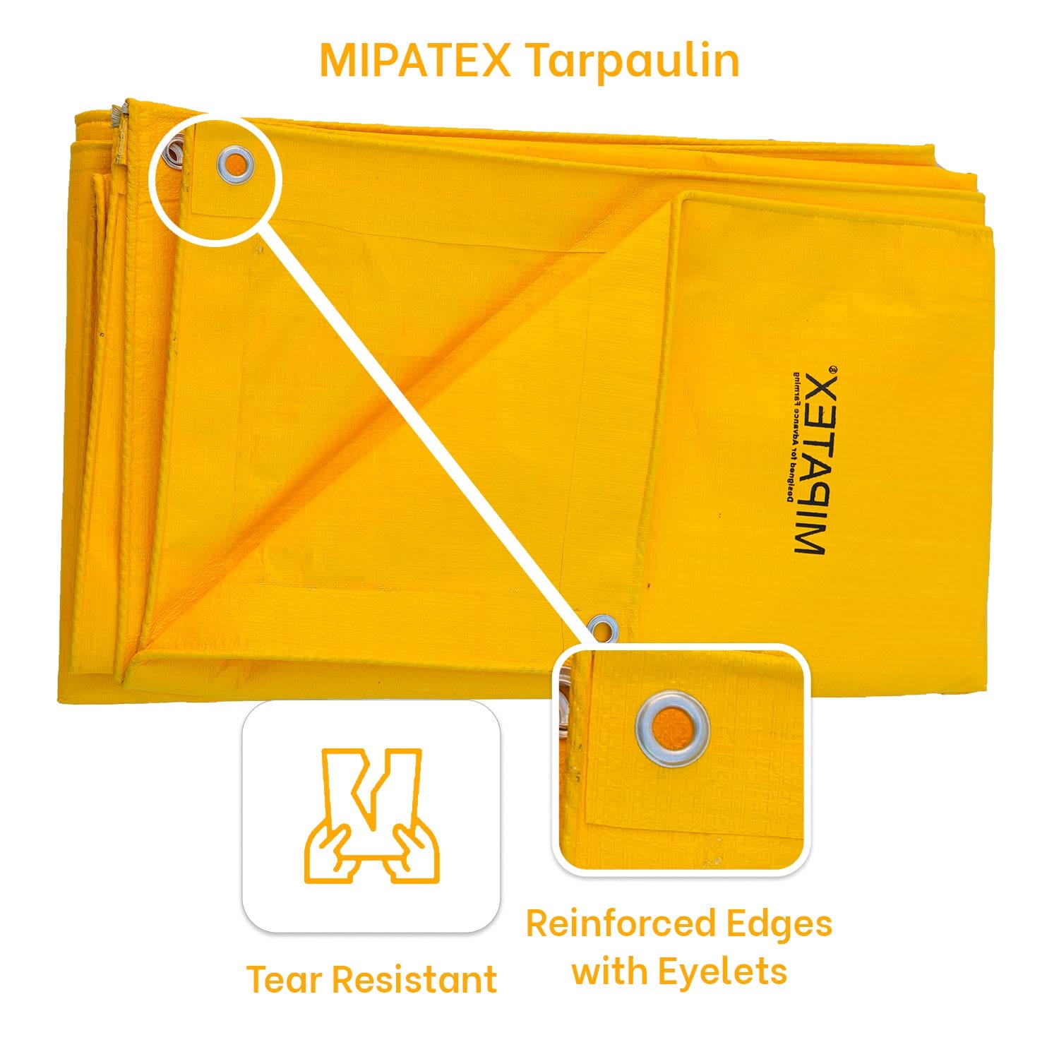 Mipatex Tarapaulin Sheet (130 GSM, Yellow, Plastic Cover)