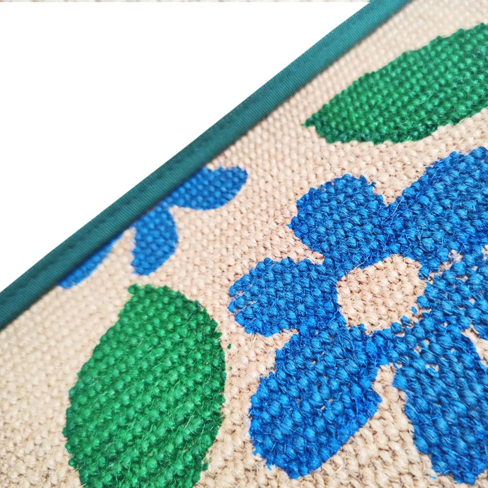 Mats Avenue Hand Printed Geometric Jute Carpet/Rug with Cotton Border (40x90 cm)