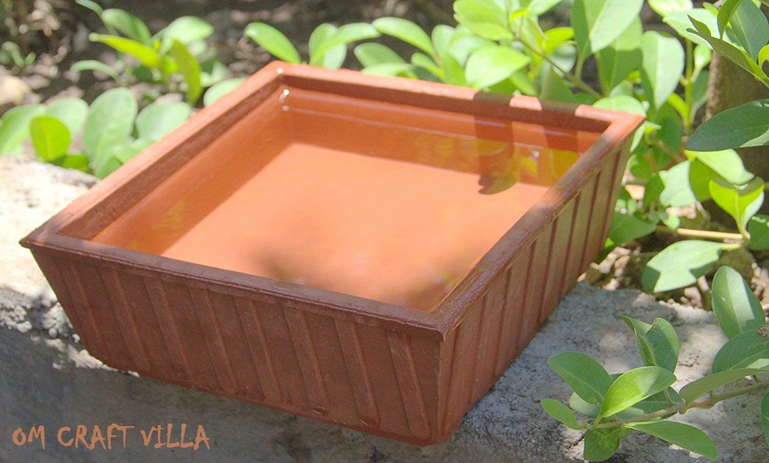 Om Craft Villa Terracotta Square Bird Bath (8.66 inches)