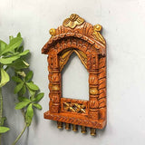 Naturals Export Wooden Abstract Hand Painted Wall Hanging Jharokha Frame (Brown) 16 Inches