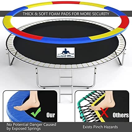 Fitness Guru Trampoline for Kids with Safety Enclosure Net, Basketball Hoop and Ladder (6Ft)