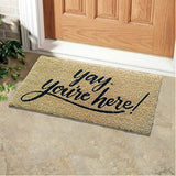 Mats Avenue Yay You're Here Printed Coir & Rubber Doormat (75x45cm), Beige