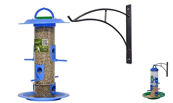 Amijivdaya Hut Bird Feeder With Wall Mount Stand (Large)