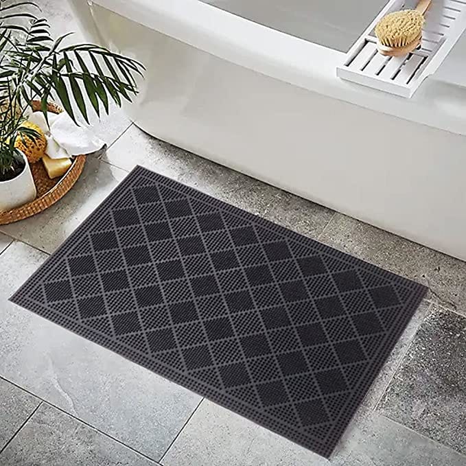 Mats Avenue Two Mystery Diamond Design Rubber Pin Dot Anti Slippery Doormats (45x70cm), Black