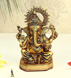 Orbit Art Gallery Lord Ganesha Metal Sitting Statue For Good Luck & Success
